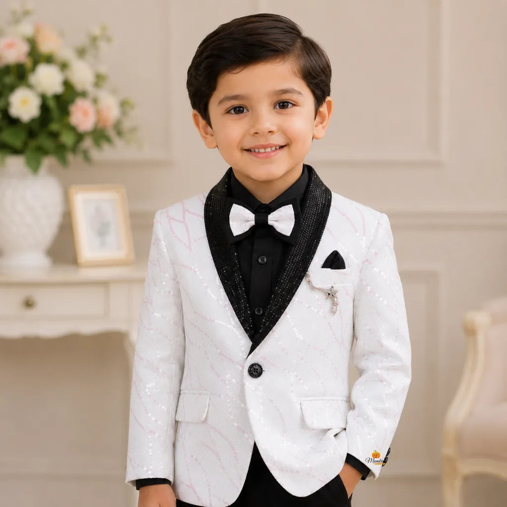 White Suit for Boys with Bow