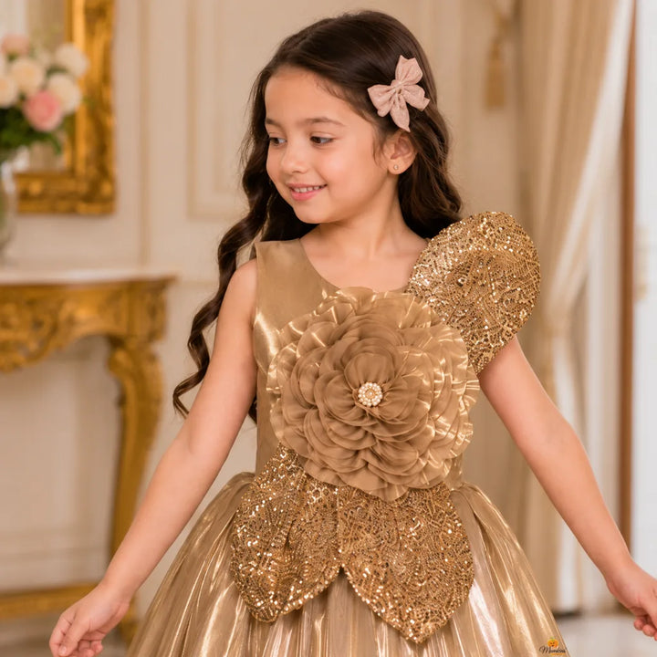 Brown & Purple Party Gown for Girls