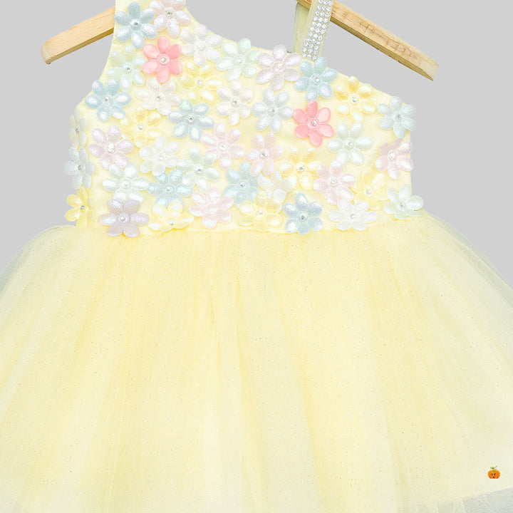 Floral Baby Frock with Hairband & Shoes Close Up 