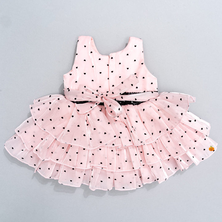 Layered Sequin Bow Baby Frock for Girls Back 