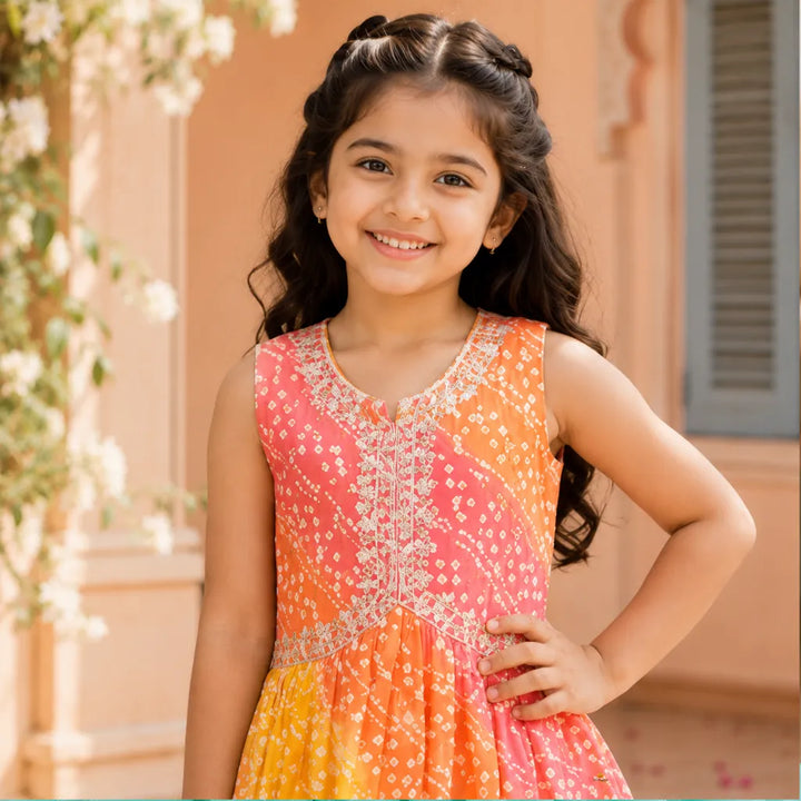 Bandhej Print Girls Palazzo Suit