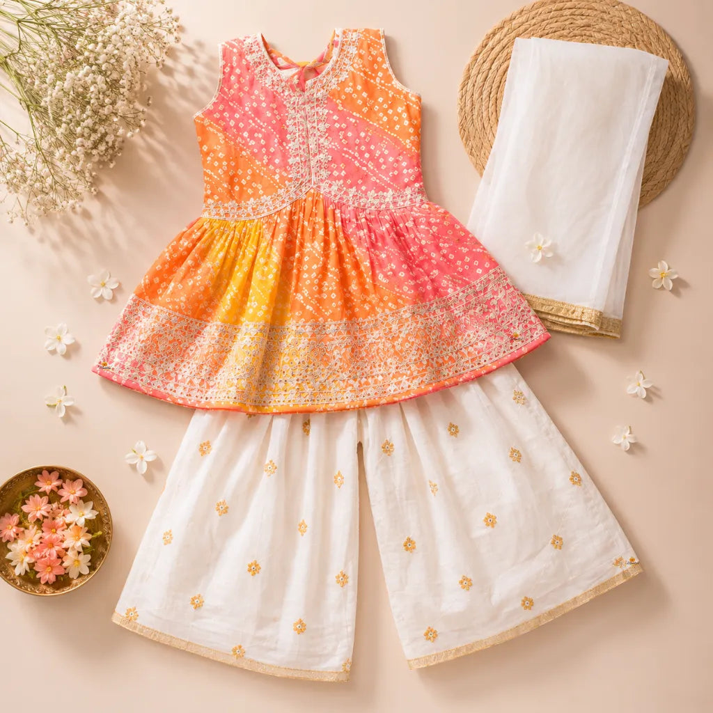 Bandhej Print Girls Palazzo Suit