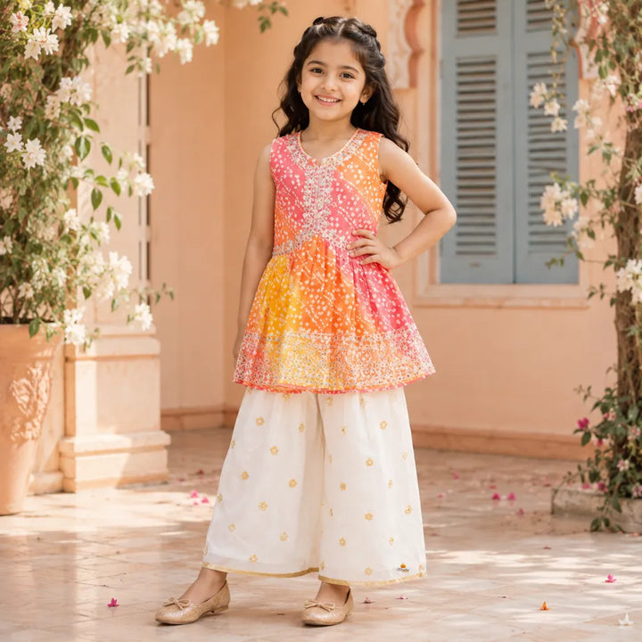 Bandhej Print Girls Palazzo Suit