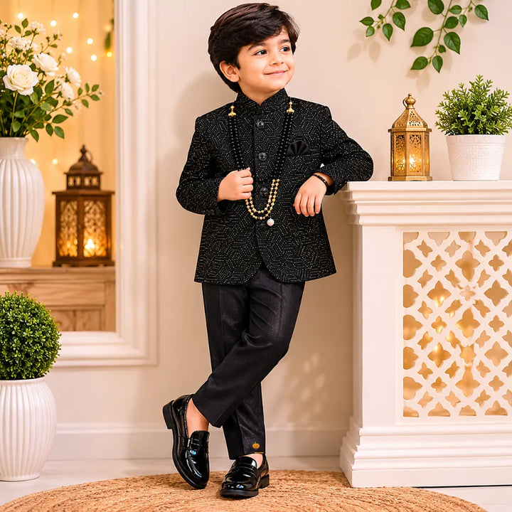 Black Bandhgala Suit for Boys