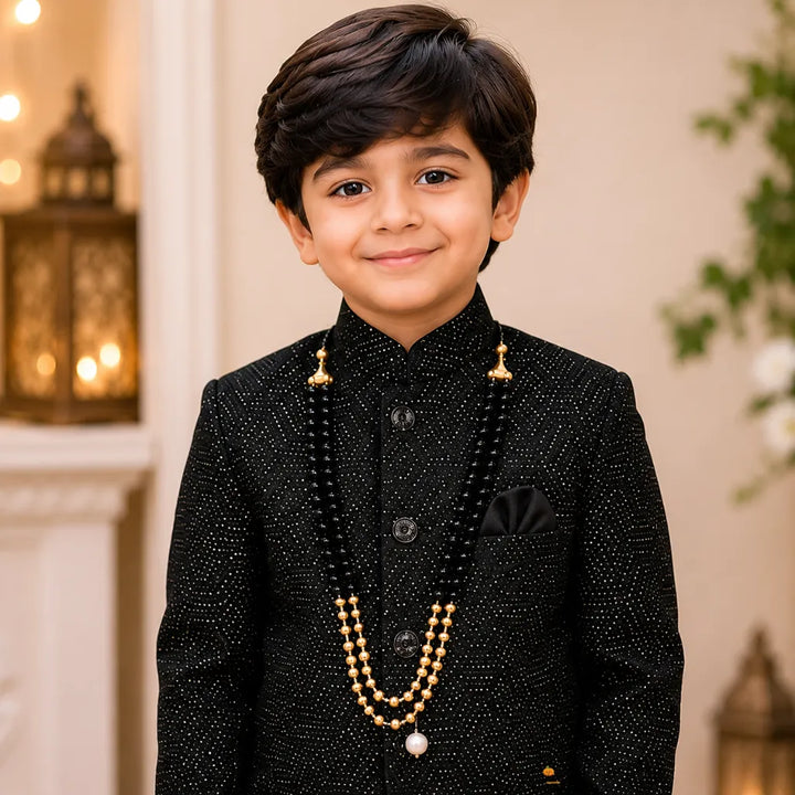 Black Bandhgala Suit for Boys