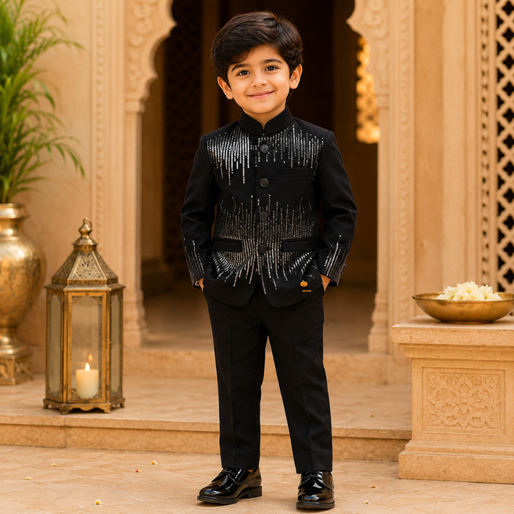 Black Jodhpuri Suit for Boys