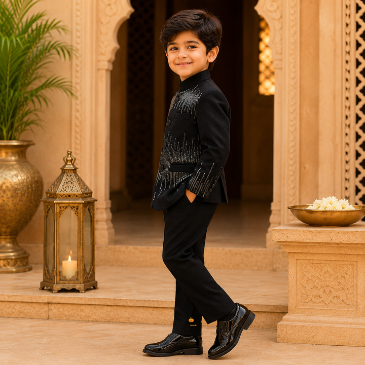 Black Jodhpuri Suit for Boys