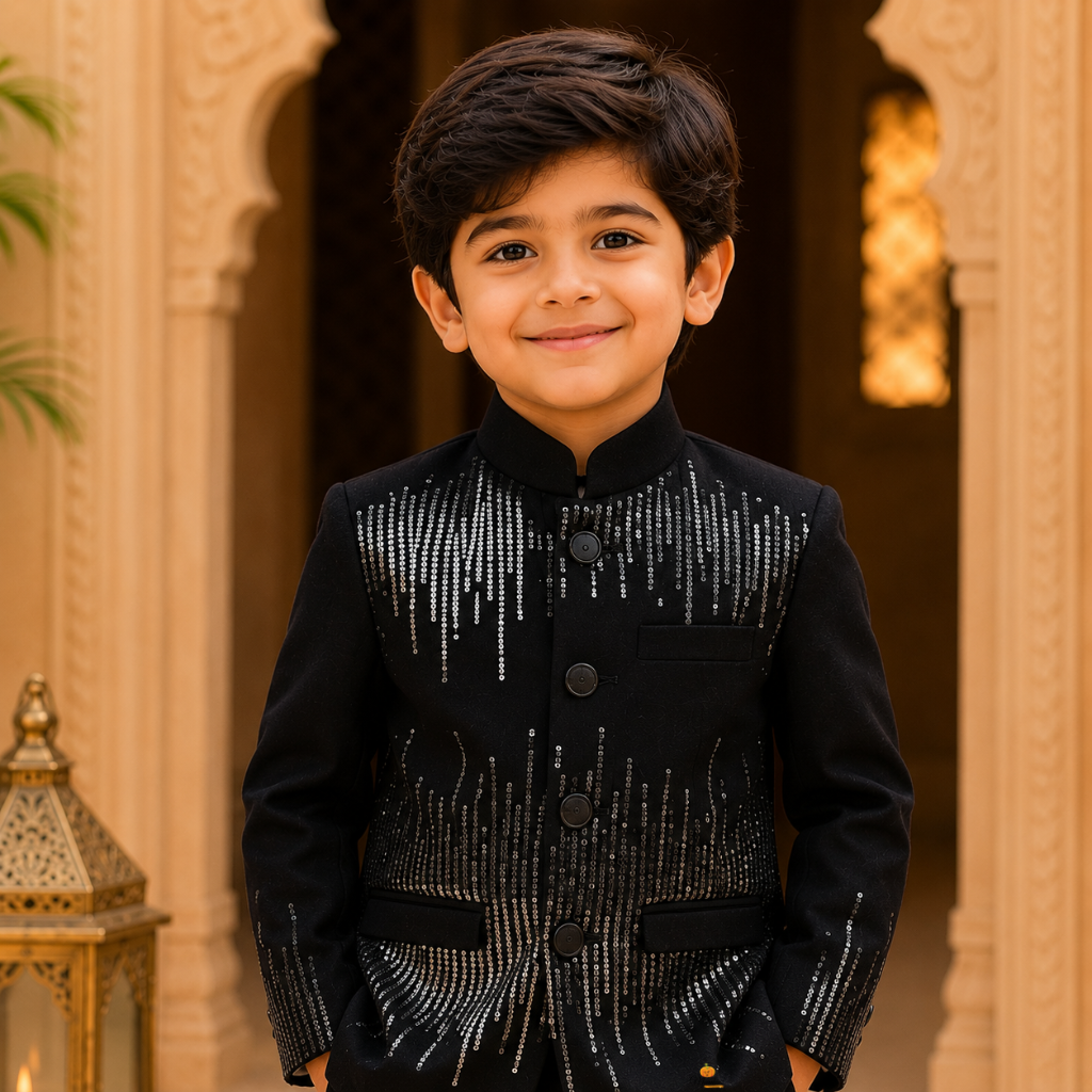 Black Jodhpuri Suit for Boys