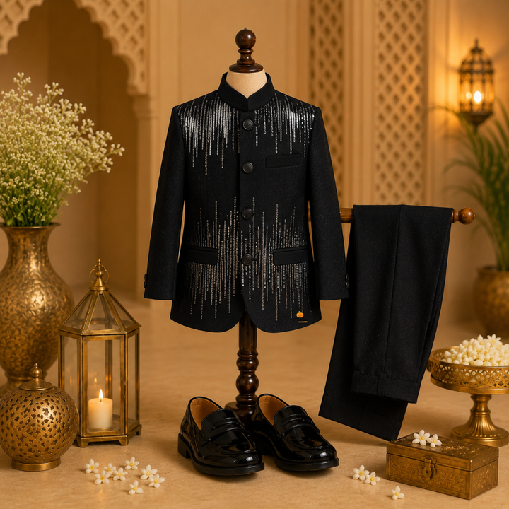 Black Jodhpuri Suit for Boys