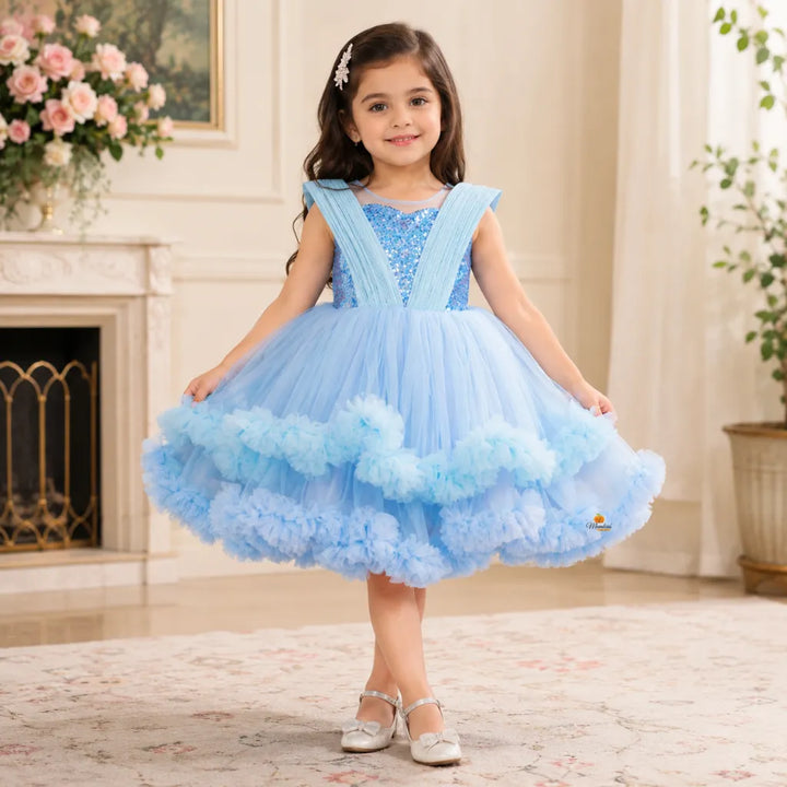 Blue & Purple Layered Girls Frock