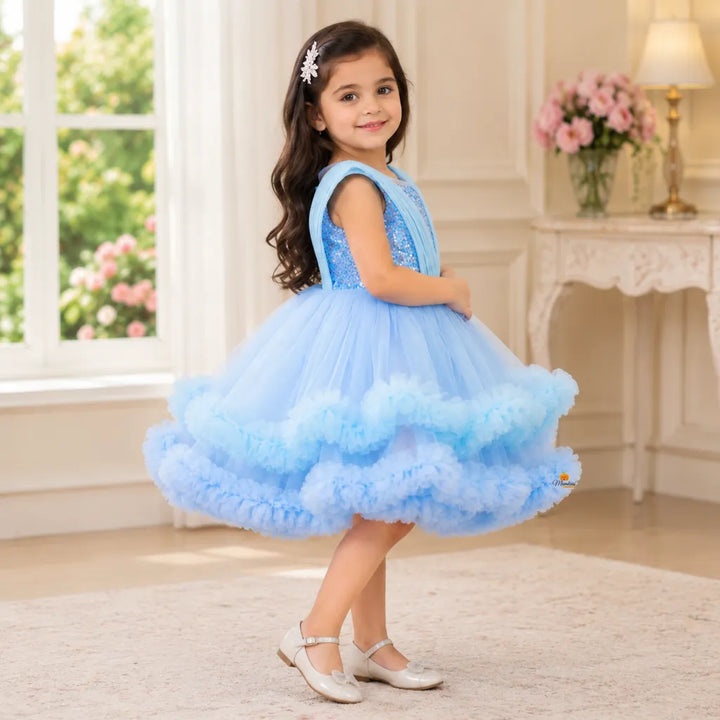 Blue & Purple Layered Girls Frock