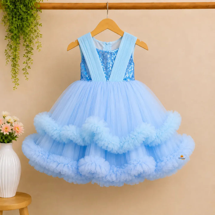 Blue & Purple Layered Girls Frock
