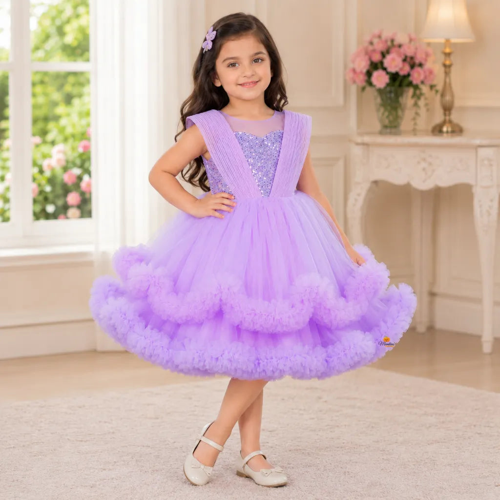 Blue & Purple Layered Girls Frock