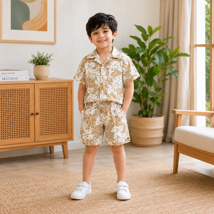 Casual Leaf Print Co-ord Set for Boys