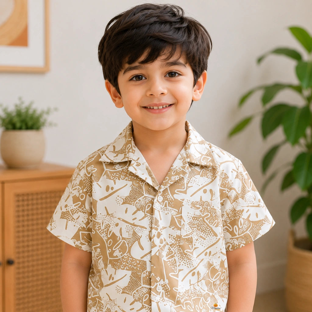 Casual Leaf Print Co-ord Set for Boys