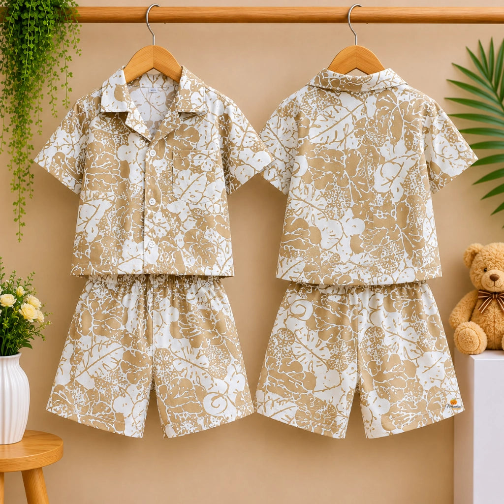 Casual Leaf Print Co-ord Set for Boys