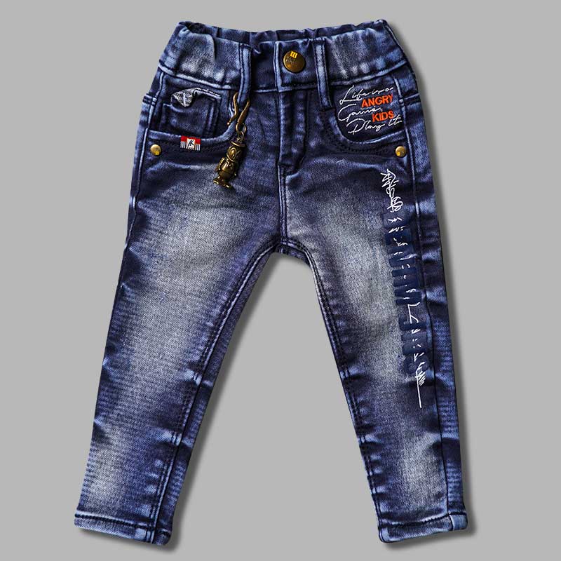 Elastic Waist Sheded Jeans for Boys
