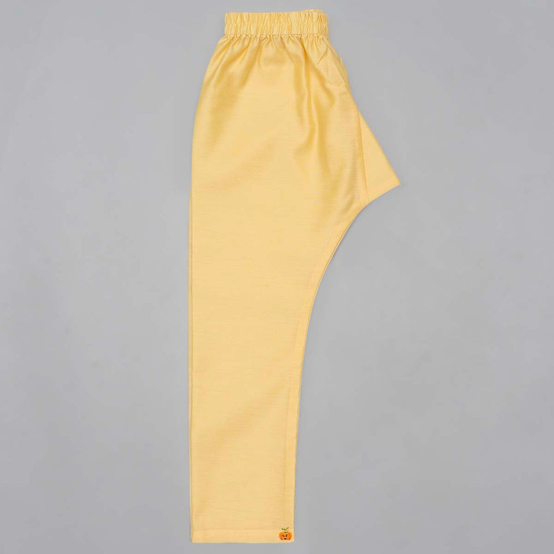 Yellow Printed Boys Kurta Pajama with Jacket Pajama View