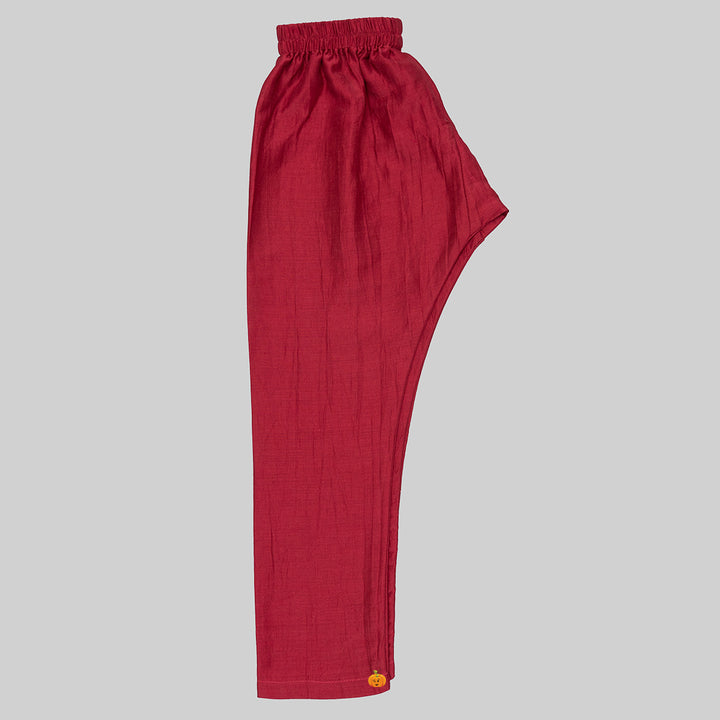 Maroon & Black Embroidered Boys Kurta Pajama Pajama View