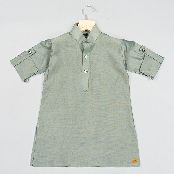 Green Printed Boys Kurta Pajama