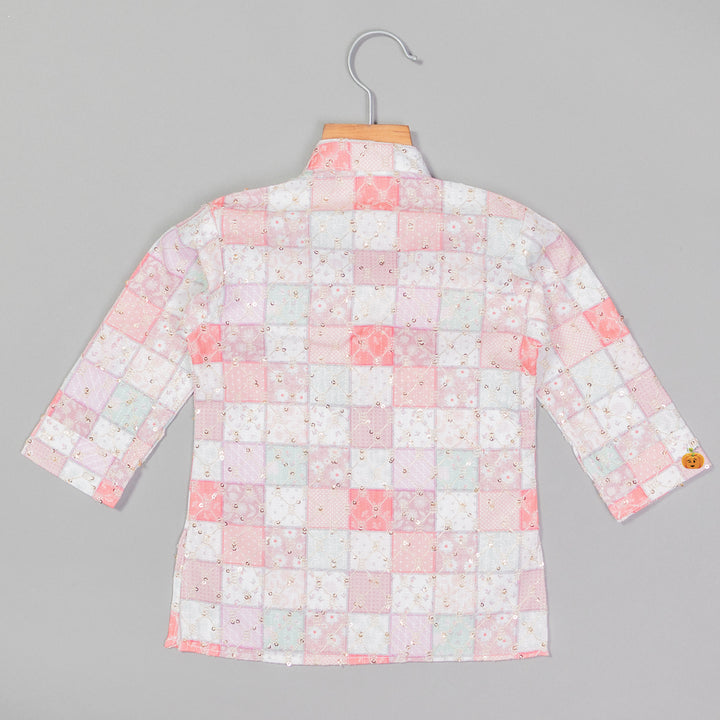 Sequin Check Pattern Boys Kurta Pajama
