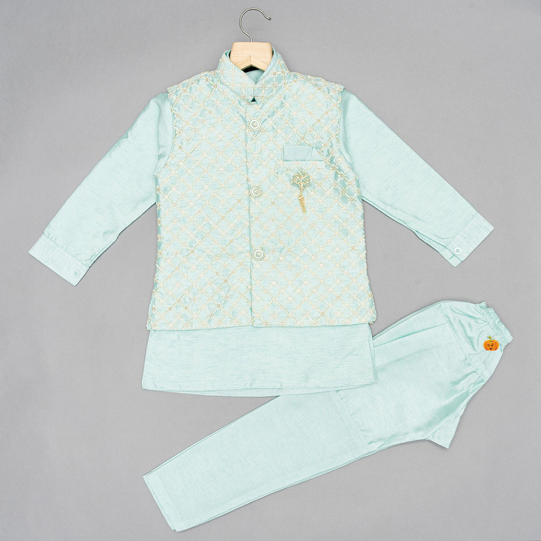 Boys Kurta Pajama with Waistcoat Front 