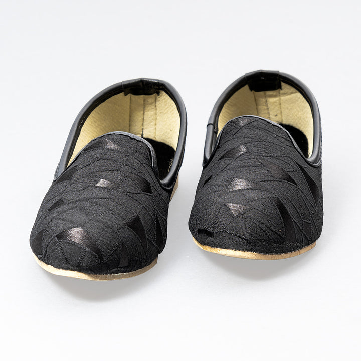 Black Slip On Ethnic Boys Mojaris Front 