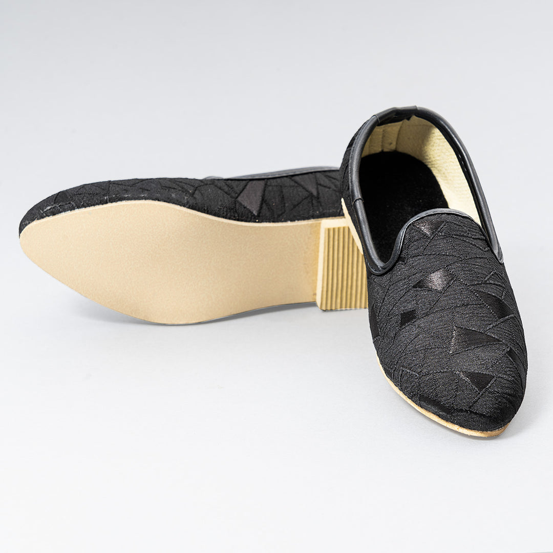 Black Slip On Ethnic Boys Mojaris Back 