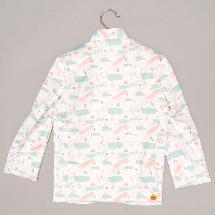 Sea Green Party Wear Suit for Boys Back 