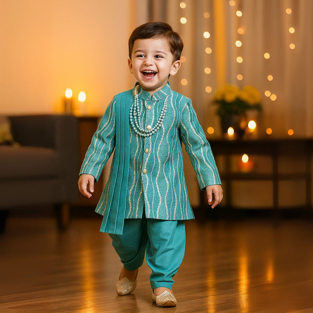 Sea Green Boys Sherwani