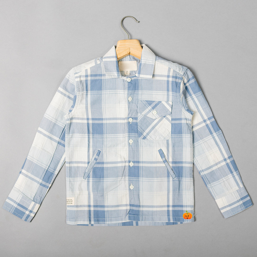 Blue Check Pattern Boys Shirt