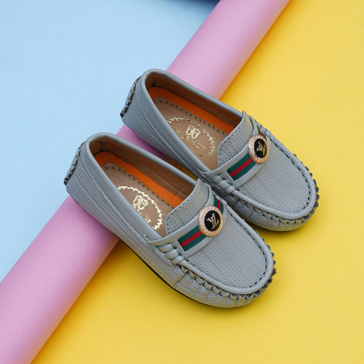 Grey Boys Loafers Shoes Front 