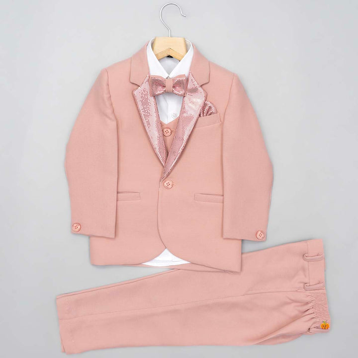 Turquoise & Pink Solid Boys Suit Front View