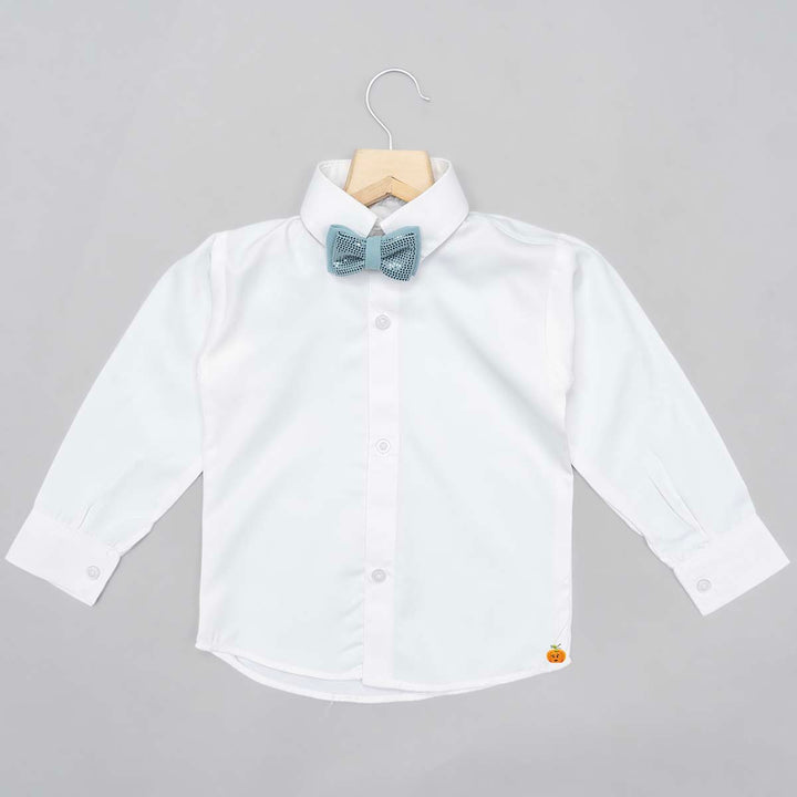 Turquoise & Pink Solid Boys Suit Shirt View