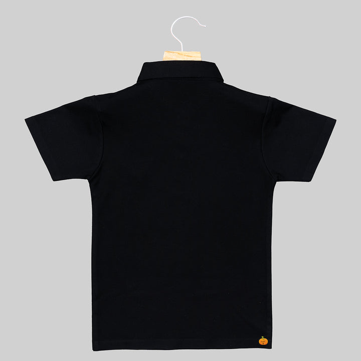Black Polo Collar T-shirt for Boys Back View