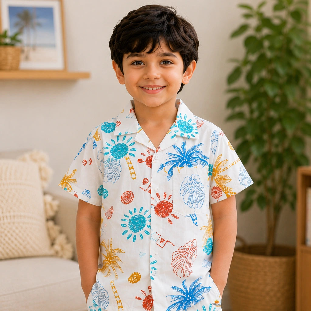 Casual Tropical Print Co-ord Set for Boys