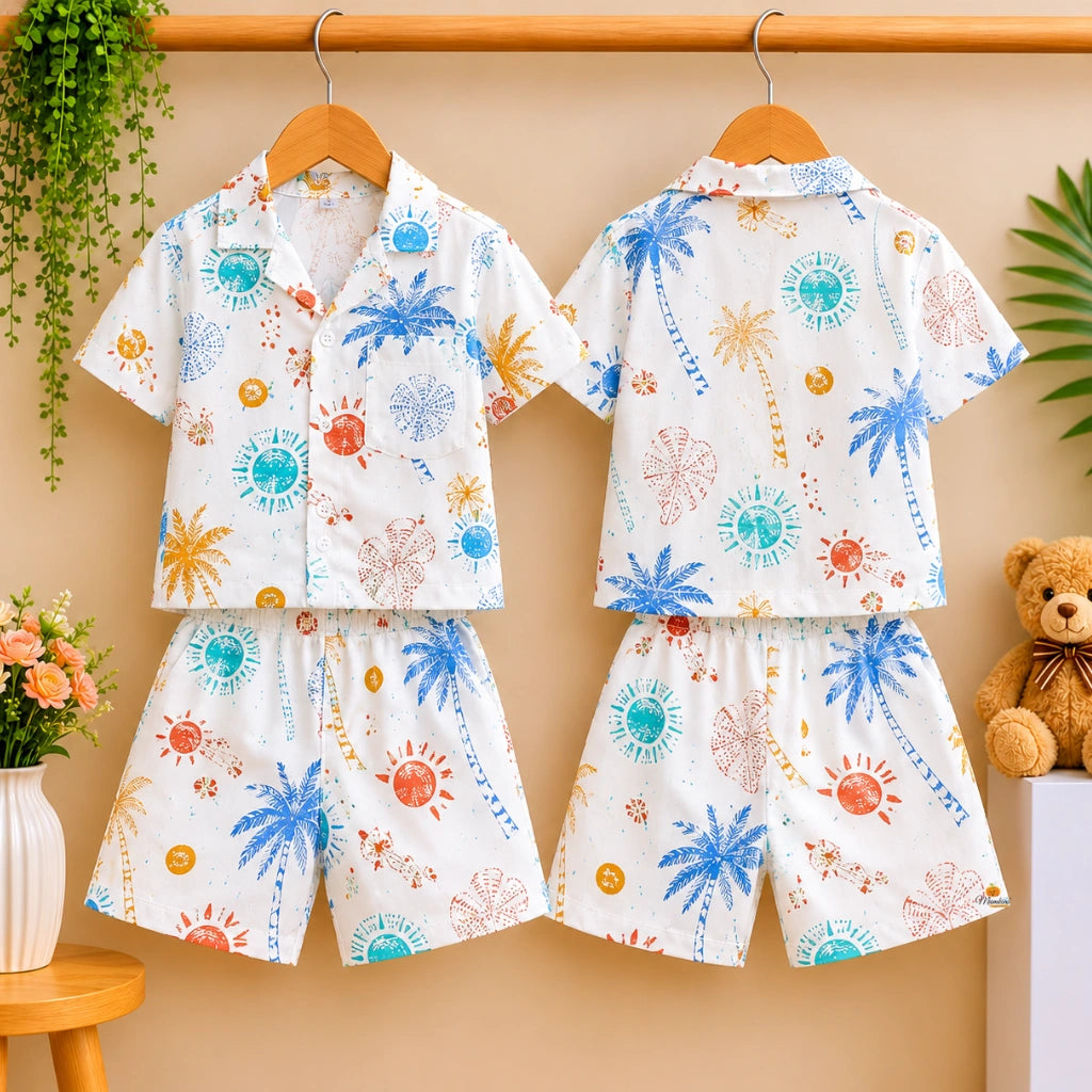 Casual Tropical Print Co-ord Set for Boys