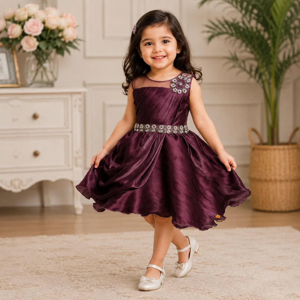 Brown Party Wear Frock for Girls
