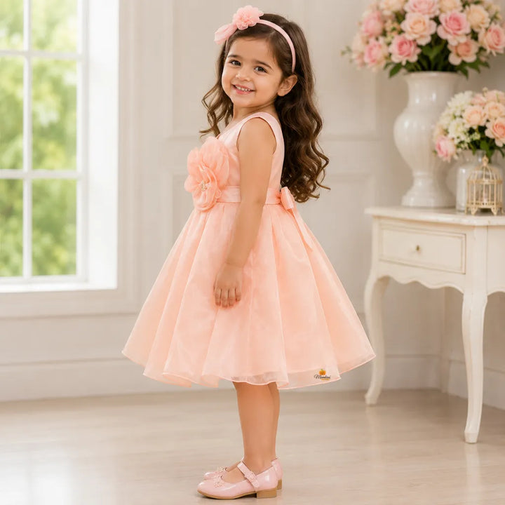 Charming Peach Party Frock for Girls