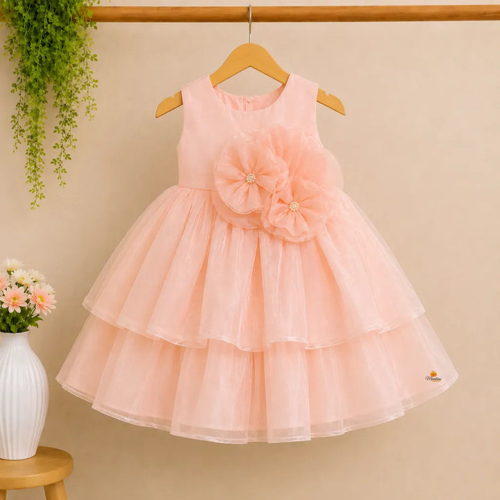 Charming Peach Party Frock for Girls
