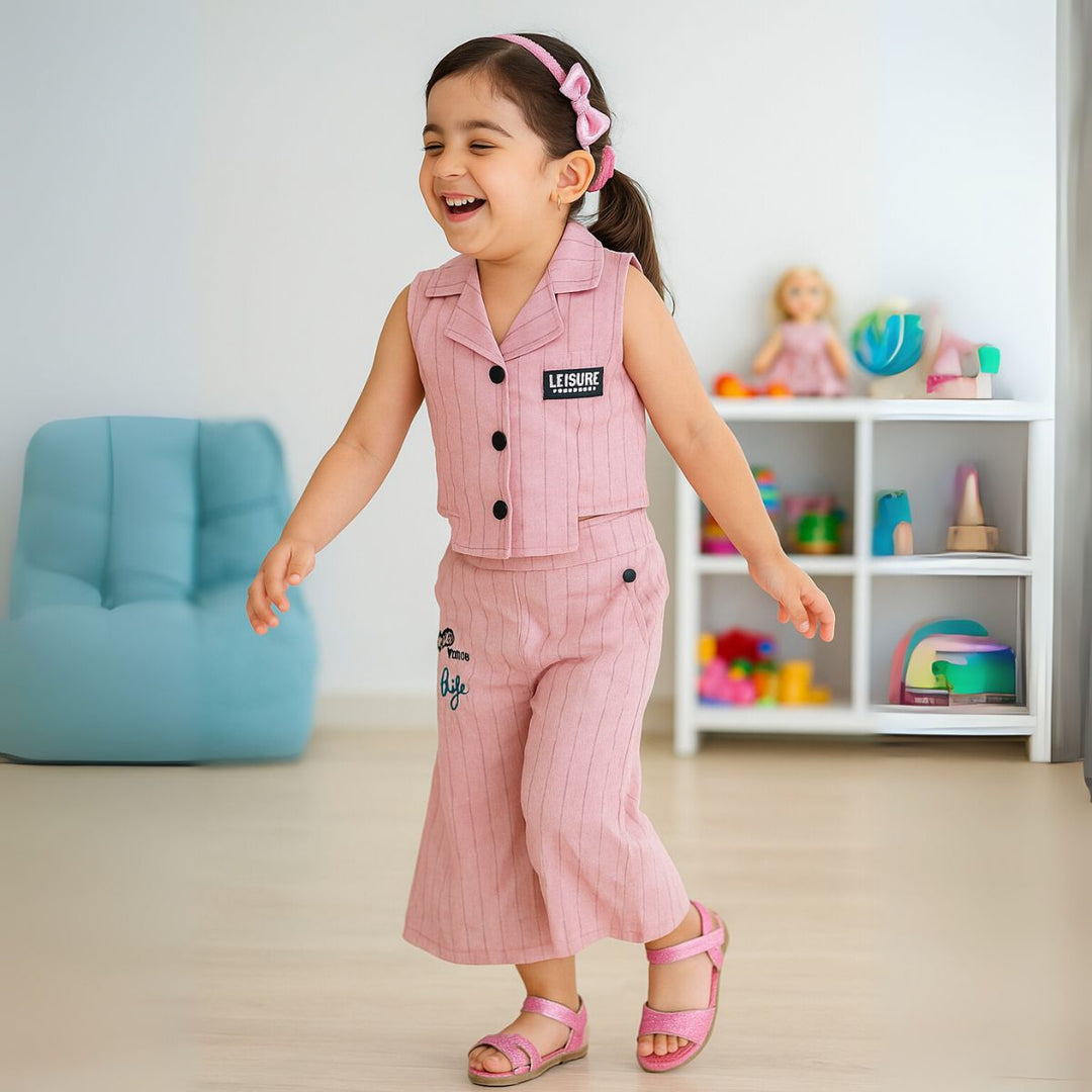 Peach Sleeveless Co-ord Set for Girls
