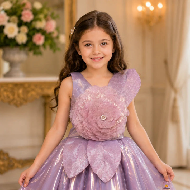 Brown & Purple Party Gown for Girls