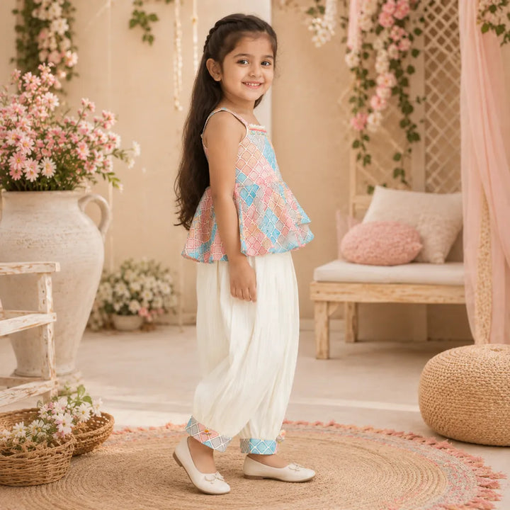 Designer Peplum Kurti with Girls Palazzo Set