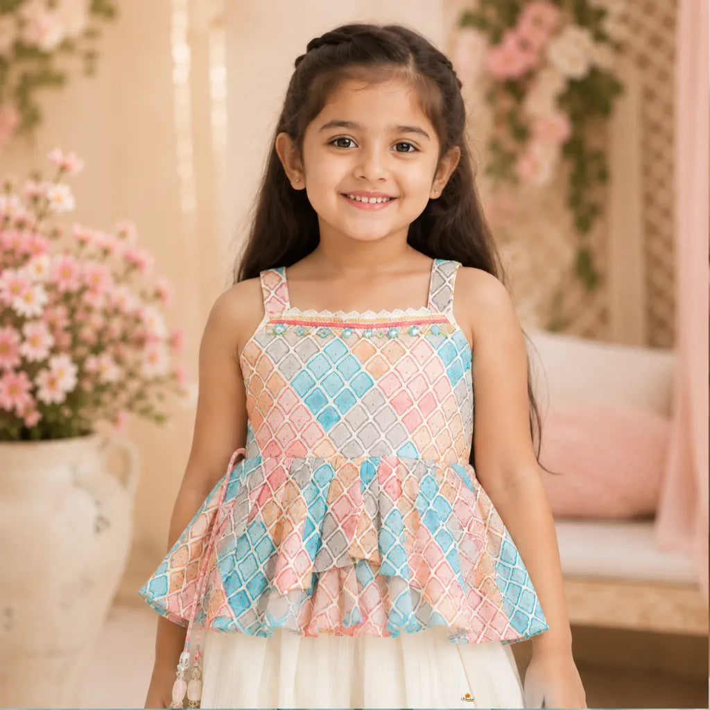 Designer Peplum Kurti with Girls Palazzo Set
