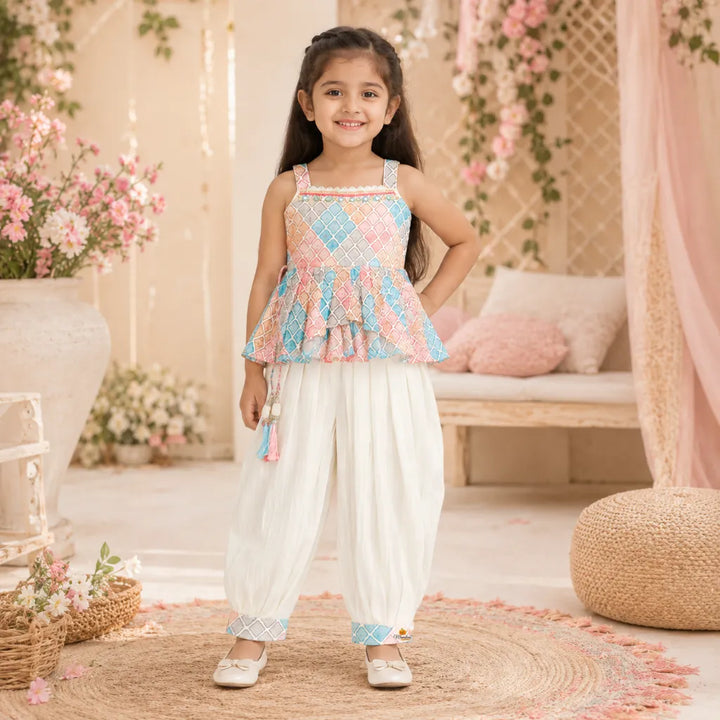 Designer Peplum Kurti with Girls Palazzo Set