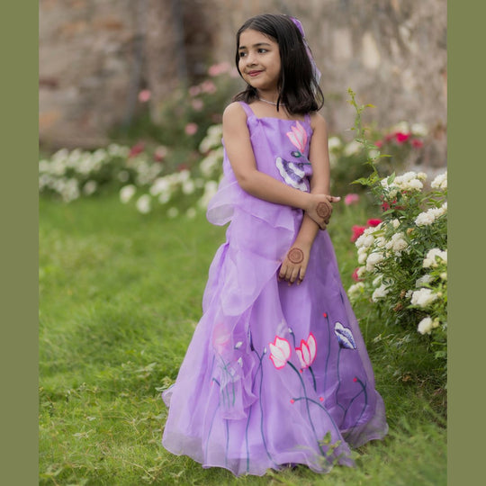 Girls Purple & Red Ready to wear Choli & Lehenga