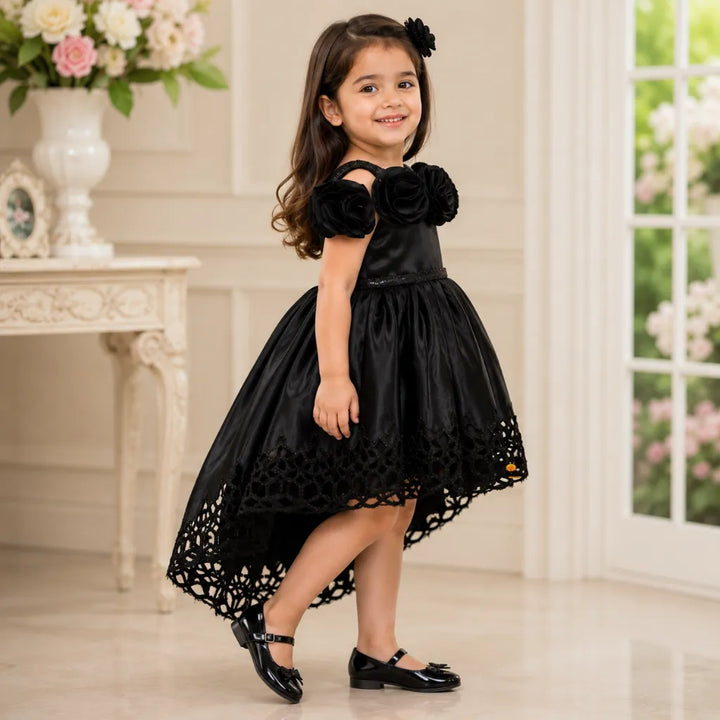 Floral Applique High-Low Frock for Girls