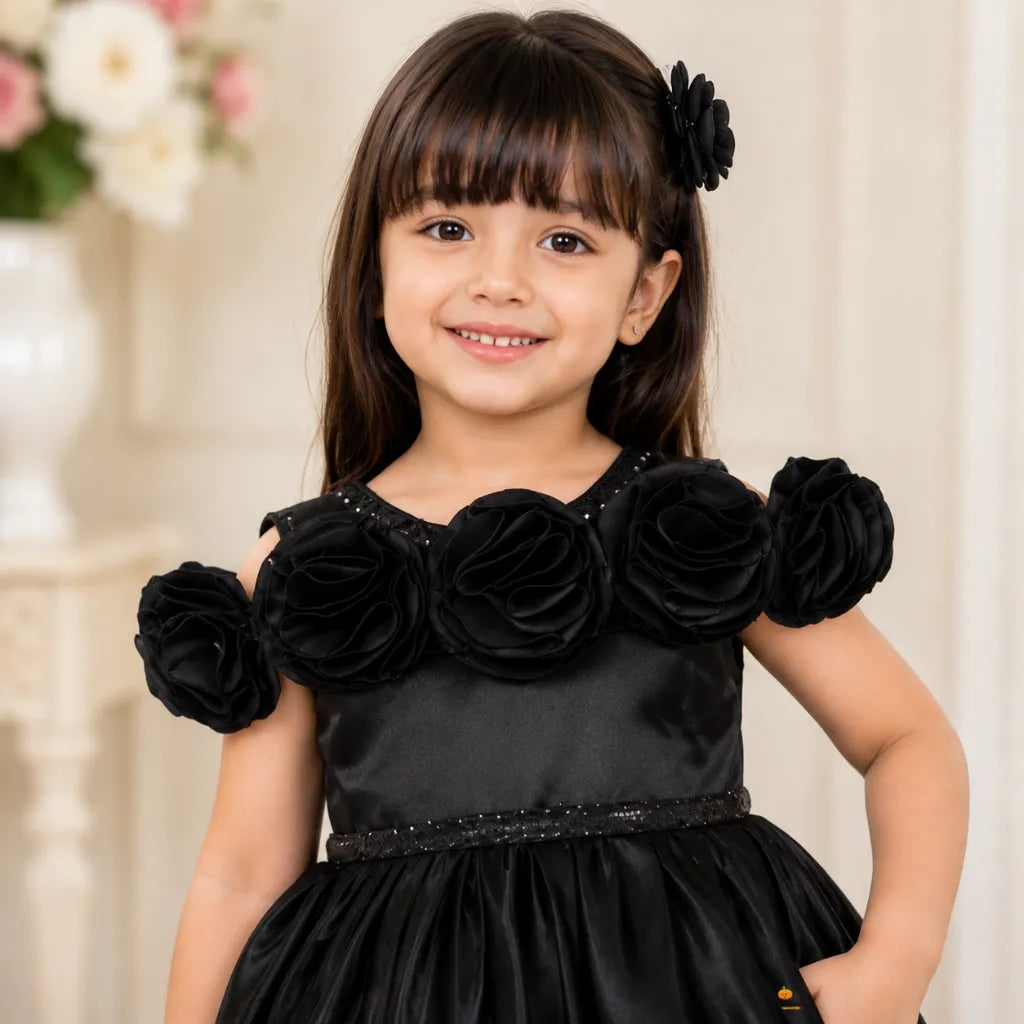 Floral Applique High-Low Frock for Girls