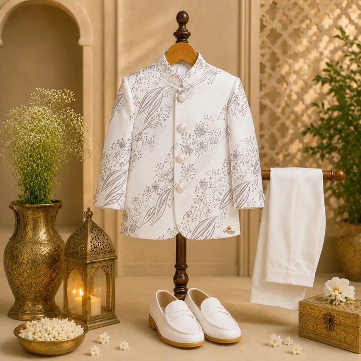 Floral Cream Jodhpuri Suit for Boys