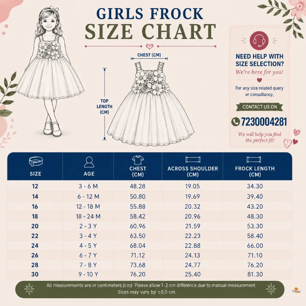 Girls Floral Partywear Frock with Rosette Detail
